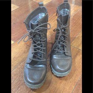 Madden Girl Eloise brown lace up and zipper boot.